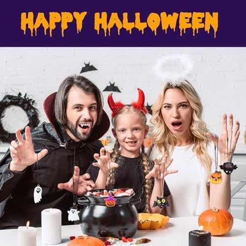 FEBSNOW 500Pcs Halloween Ornament Hangers, Black Hanging String with Snap - Image 6