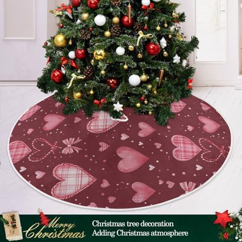 Valentine's Day Tree Skirt 36" Sweet Candy Hearts Pink Christmas Tree Skirts Mother's Day Xmas Mat for Holiday Festival Party Wedding Decor - Image 6