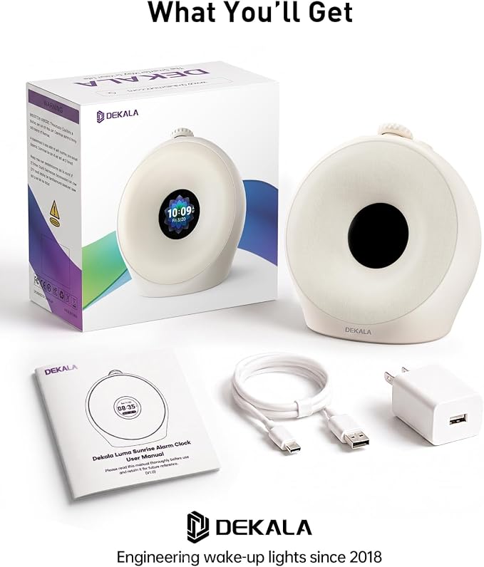 Dekala Sunrise Alarm Clock for Heavy Sleepers with Pulse Wake, Sunset Sound Machine with Breathing Ambient Light, Loud Alarm for Bedrooms, Wake Up Light, Digital Color Display & 7 Themes, No App - Image 9