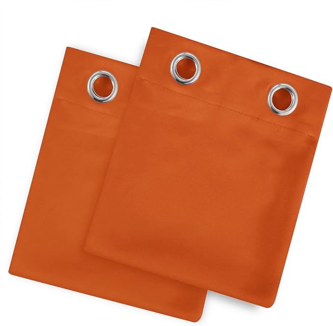 LEMOMO Orange Blackout Curtains/38 x 54 Inch/Set of Two Panels Grommet Living Room Curtains