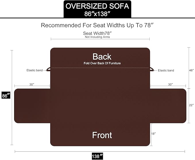 U-NICE HOME Large Sofa Cover Reversible Couch Cover for Dogs with Elastic Straps Water Resistant Furniture Protector for Pets Couch Cover for 4 Cushion Couch (Oversized Sofa, Dark Blue/Light Grey)