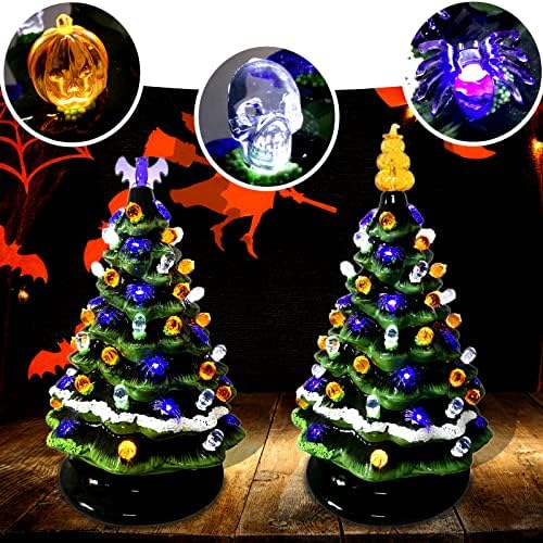 117Pcs Replacement Lights Bulbs/Tree Pegs for Halloween Ceramic Trees Including Skull/Pumpkin Head/Spider & 2Pcs Themed Tree Tops (Including Bat/Triple Pumpkin) - Image 6