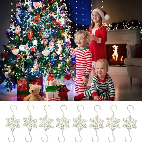 Christmas Ornament Hooks Hanger, 20 PCS Gold Snowflake Decorations Christmas Tree Hanging Ornament Hook, Xmas Decoration Hangers Tree Wall Party Home Accessories - Image 7
