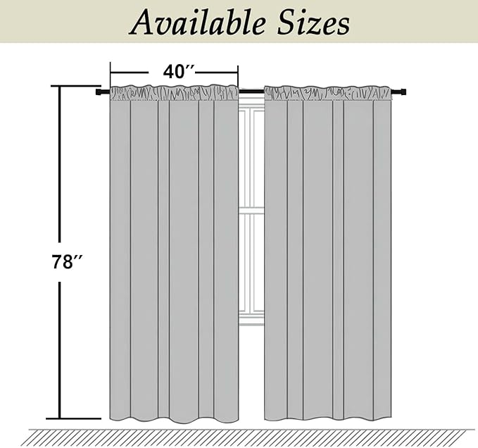 Simplebrand Ava Stone Blackout Curtains for Bedroom, 78 Inch Length, 2 Panels Set, Privacy Thermal Insulated Rod Pocket Window Curtains for Patio, French Door, W40 x L78 Inch