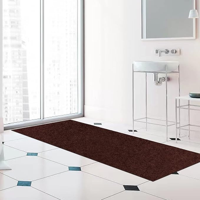 Runner Rug 2 ft x 55 ft Carpet Runners, Indoor/Outdoor Hallway Kitchen Entryway Bedroom Area Rugs with Non-Slip Rubber Backing, Garage mat, Chocolate Brown, Custom