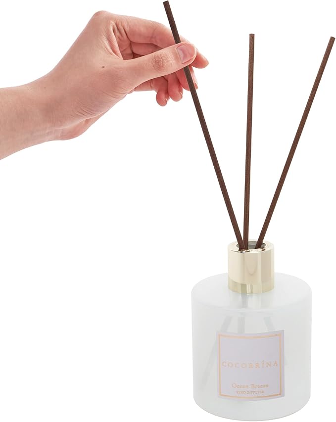 COCORR??NA Reed Diffuser - Ocean Breeze Scented Diffuser with 8 Sticks Home Fragrance Reed Diffuser for Bathroom Shelf Decor