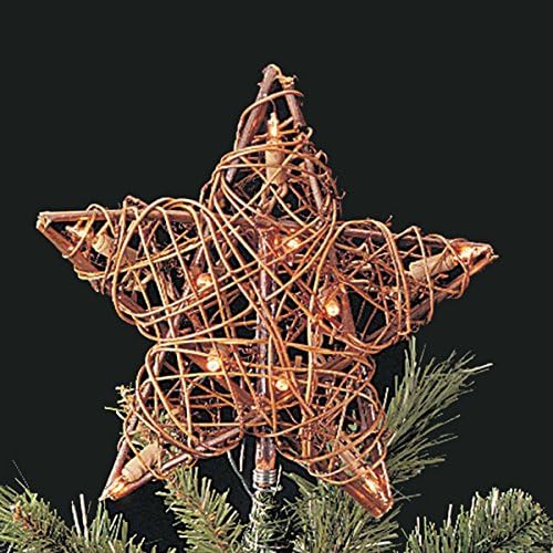 Kurt Adler UL1219/NAT 10 Light Indoor Rattan Natural Star Treetop - Image 2