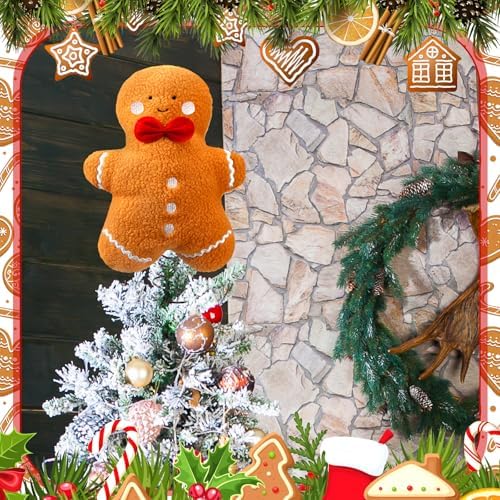 Gejoy Christmas Gingerbread Tree Topper Plush Stuffed Tree Toppers Ornaments for Christmas Party Indoor Xmas Holiday Festive Home Decoration - Image 6