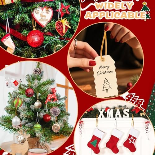 JUNEBRUSHS 150Pcs Ornament String for Christmas Tree, Adjustable Ribbon Hangers Christmas Ties String Ribbon Loops for Ornament Hanging Tree Decorations, Gold Silver - Image 7