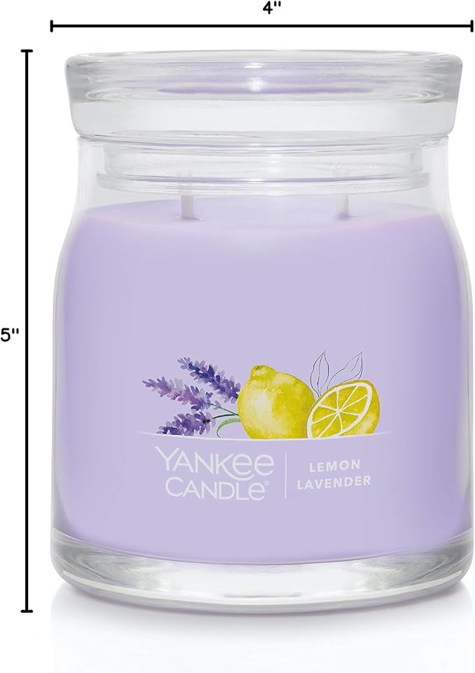 Yankee Candle Lemon Lavender Scented Signature 13oz Medium Jar 2-Wick Candle Over 35 Hours of Burn Time
