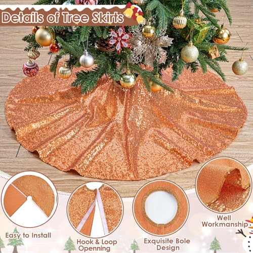 Christmas Tree Skirt Sequin Bronze Sequence Xmas Tree Skirts 48inch Round - Image 6