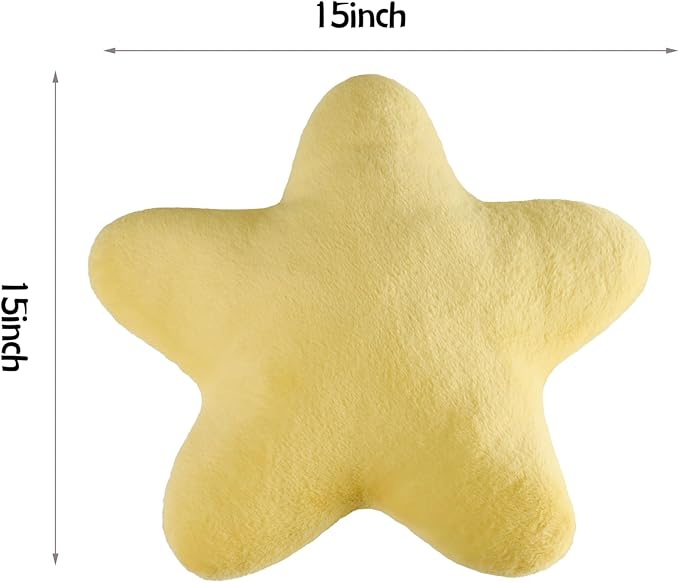 Set of 2 Throw Pillows Star Pillow Couch Pillows Decorative Pillows Bed Pillows Cute Pillows,Yellow 15"