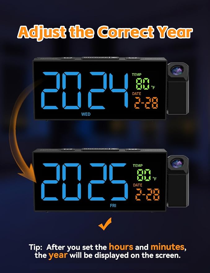 Netzu Projection Clock for Bedroom Ceiling, Alarm Clocks RGB - Image 8