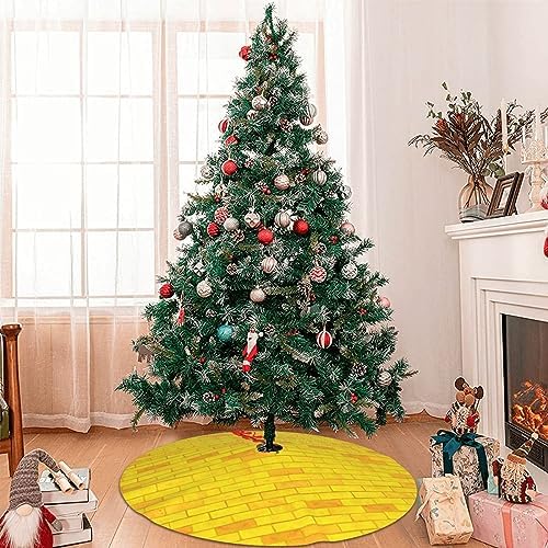 Gold Yellow Brick Funny 36 Inch Christmas Tree Skirt Carpet Mat Funny Party Decor Supplies for Xmas Halloween Decorations Occasion Ornament - Image 7