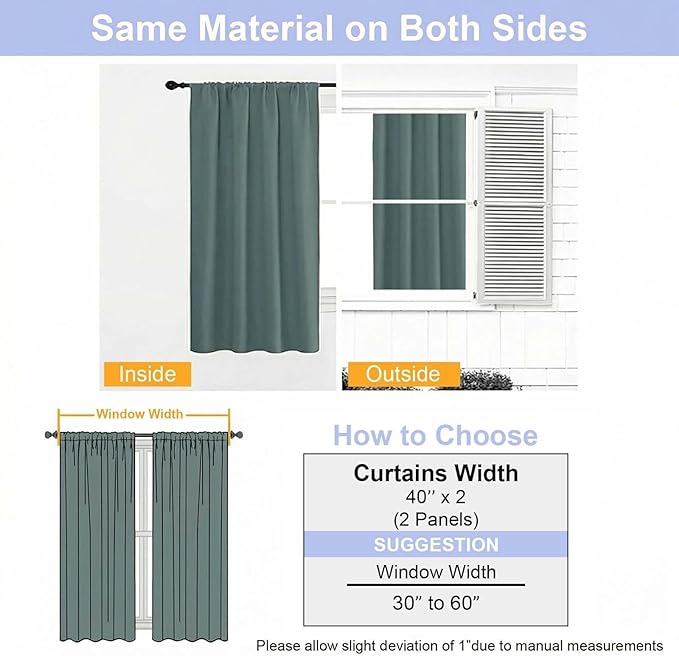 Simplebrand Ava Dark Green Blackout Curtains for Bedroom 84 Inch Length 2 Panels Set, Solid Thermal Insulated Privacy Nursery Window Treatment Curtains Blackout Drapes, W40 x L84 Inch, Dark Green