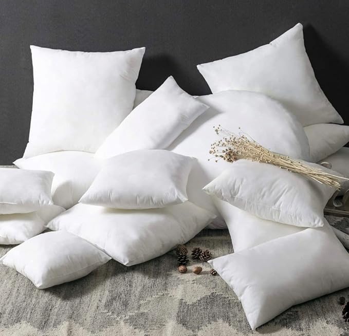 QUBA LINEN 16 x 16 Throw Pillow Insert - Pack of 4 White, Down Alternative Pillow Inserts for Decorative Pillow Covers, Throw Pillows for Bed, Couch Pillows for Living Room (16" x 16" (Pack of 4))