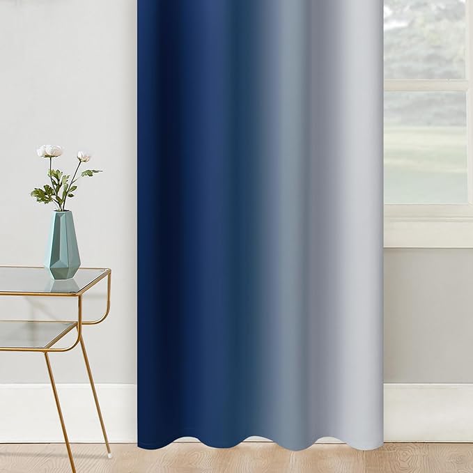 COSVIYA Curtains & Drapes Ombre Royal Blue Curtains 84 inch Long 2 Panels Set, Grommet Room Darkening Light Blocking Insulated Thermal Gradient Window Panels for Bedroom/Living Room,52x84 inches