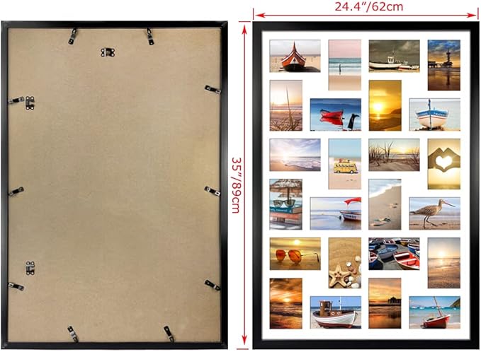 HORLIMER 2 Pack 4x6 Picture Frames Collage with 24 Openings, Multi Photo Frame for Wall Hanging, Black