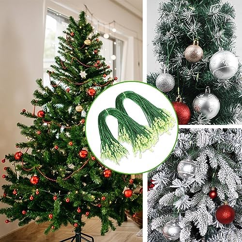 CCINEE 200 Pcs 7.9" Inch Christmas Ornaments String Hanger, Precut Ribbon Hook Metallic Green Ornament String with Snap Fastener for Holiday Hanging Decoration - Image 7