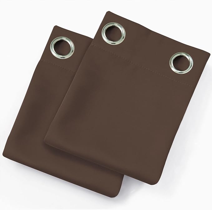 LEMOMO Blackout Curtains 52 x 90 Inch Long Chocolate Curtains Set of 2 Panels Room Darkening Curtains for Bedroom and Living Room