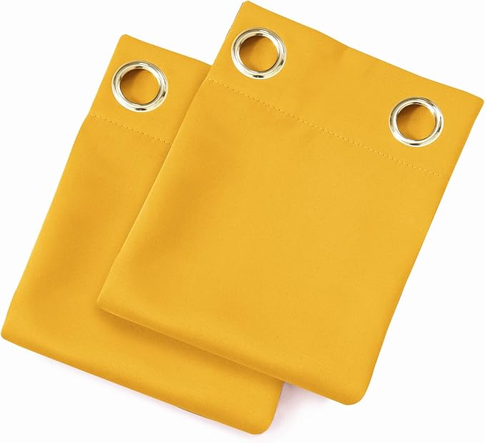 LEMOMO Blackout Curtains 52 x 120 Inch Long Yellow Curtains Set of 2 Panels Room Darkening Curtains for Bedroom and Living Room