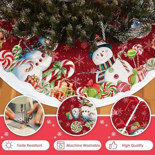 Christmas Tree Skirt, Snowman Tree Skirts 36 Inch, Christmas Trees Decoration, Xmas Decor Mat for Indoor Outdoor, Xmas Skirts, Snowman Holiday Decoration - Image 7