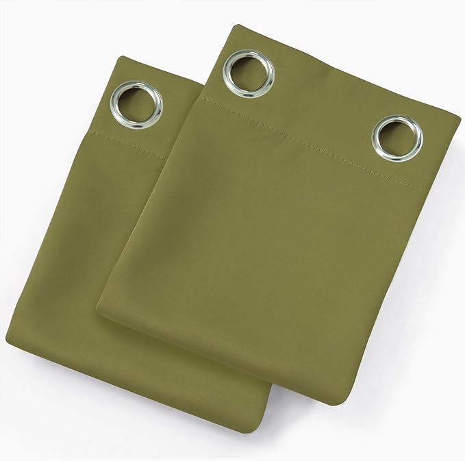 LEMOMO Olive Green Thermal Blackout Curtains/42 x 72 Inch/Set of 2 Panels Room Darkening Curtains for Bedroom