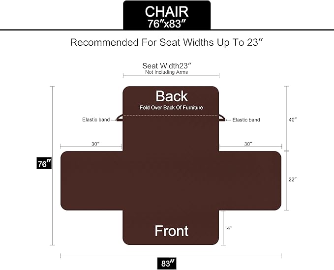 U-NICE HOME Recliner Chair Covers Reversible Chair Cover Pet Covers for Dogs with Elastic Straps Water Resistant Diamond Quilted (23''Armchair, Blue/Beige)