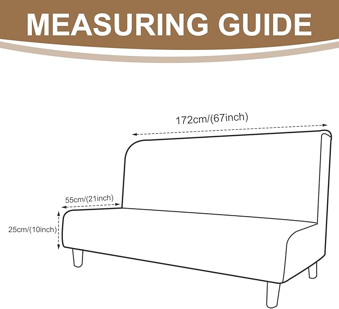 U-NICE HOME Stretch Futon Cover Armless Bed Slipcover - Soft Jacquard Fabric Washable for Pet Friendly, Camel