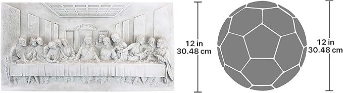 Design Toscano The Last Supper Religious Wall Plaque Sculpture, 23 Inch Wide, 12 Inch Tall, Cast Stone Resin, Antique Stone Finish