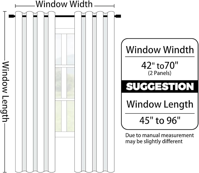 Yakamok Light Blocking Ombre Curtains, Greyish White and Black Gradient Color Curtains, Room Darkening Grommet Window Drapes for Bedroom(Black, 52x45 Inch, 2 Panels)