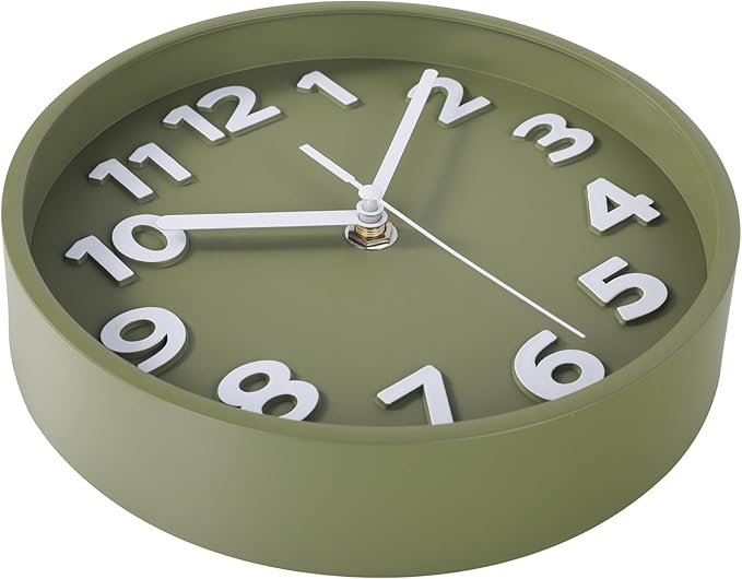 45MinST 8-Inch Green Modern Wall Clock ?€? Silent Non-Ticking, 3D Large Numbers, Accurate Timekeeping | Decorative Wall & Desk Clock with Stand for Living Room, Bedroom, Kitchen, or Office