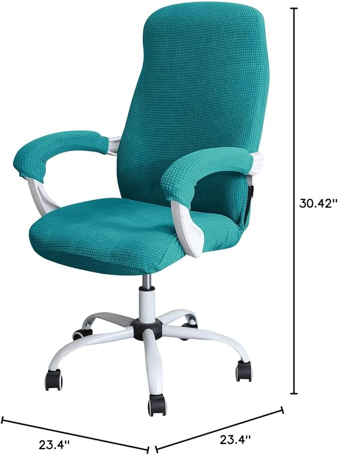 FORCHEER Office Chair Cover Water Repellent Jacquard Armrest Swivel Chair Slipcovers Removable Stretch Universal Computer Chair Cover L with Chair Arm Cover 2P-Teal