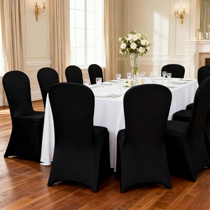 30 Pcs Black Folding Chair Cover Washable Removable Universal Fitted Chair Cover Protector for Wedding Party Banquet Holidays Celebration Decoration Chair Covers