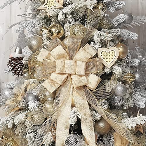 Gold Christmas Tree Topper Bow for Xmas Tree Decorations - Image 7