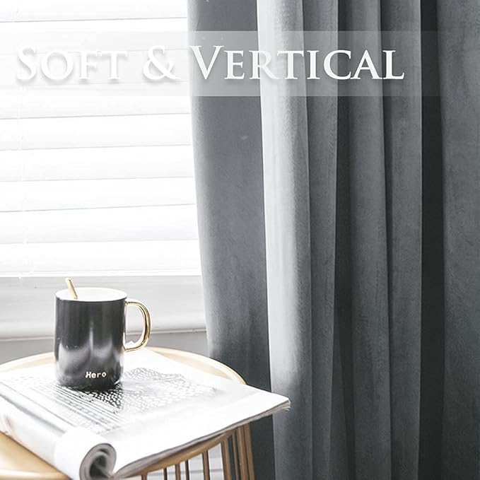StangH Light Grey Sliding Door Curtains - Velvet Blackout Curtains Grommet Design Thick Fabric Temporary Privacy Curtain Drapes for Office/Bedroom/Meeting Room, W52 x L96, 2 Panels