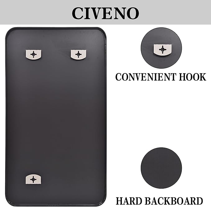Black Bathroom Mirror, 66x30 inch Aluminum Metal Frame Rectangular Vanity Mirror, Large Wall Mounted Rectangle Mirrors with Rounded Corner for Over Sink Bedroom Living Room Horizontal/Vertical