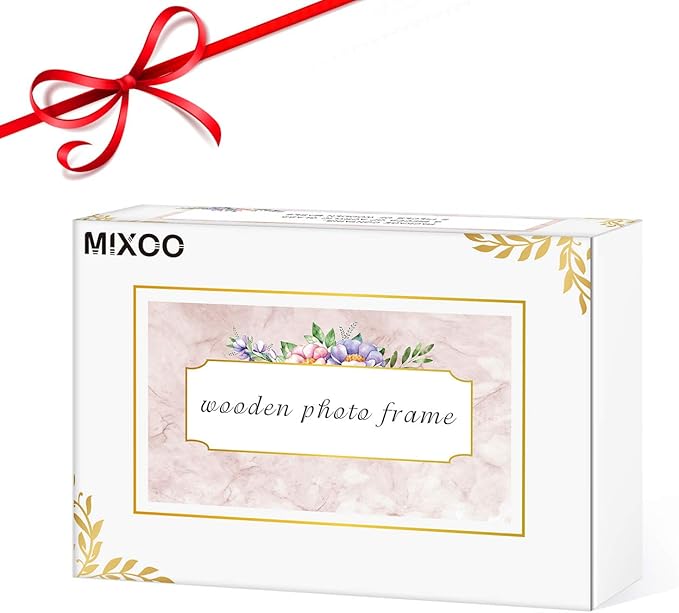 Mixoo 5x7 Picture Frame 2 Pack - Double Rustic Vintage Wooden Picture Frames 5x7 inch with Walnut Wood Base and High Definition Break Free Acrylic Glass Covers for Tabletop Desktop Display ( 5x7" Horizontal + Vertical)