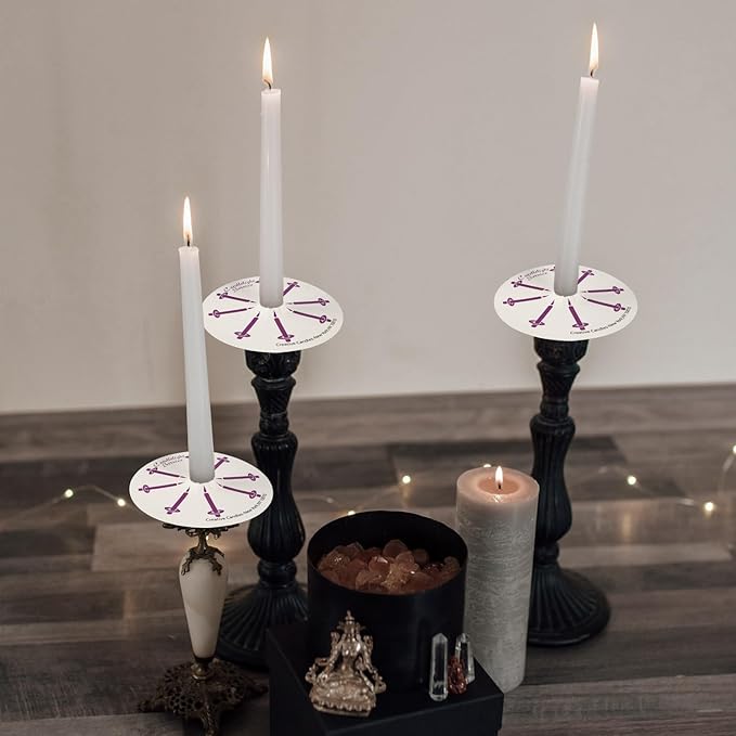200 White Church Candles with Drip Protectors for Devotional Candlelight Vigil Service, Box of 200 Candles, Unscented White 5" H X 1/2" D, No Smoke
