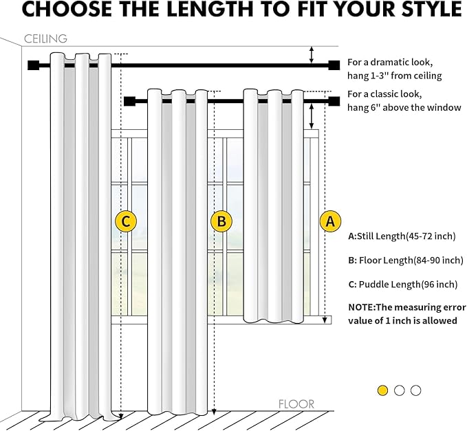 MIULEE Yellow Blackout Curtains for Bedroom Living Room 72 Inches Long 2 Panels, Thermal Insulated Room Darkening Drapes Grommet Noise Reducing Light Blocking Window Treatments 40x72 inch