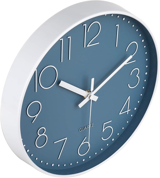 jomparis Large Wall Clock Decor for Pool Patio Home Bedroom Living Room (Blue 13.5 Inch)