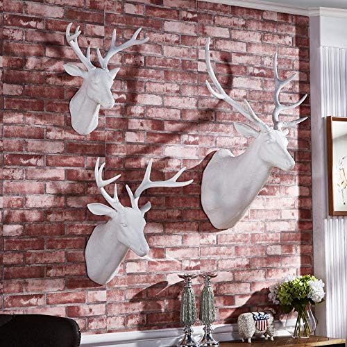 Notakia Wall Charmers Large White Faux Deer Head Faux Taxidermy Animal Head Wall Decor - Handmade Farmhouse Decor - Rustic Wall Decor Deer Antlers