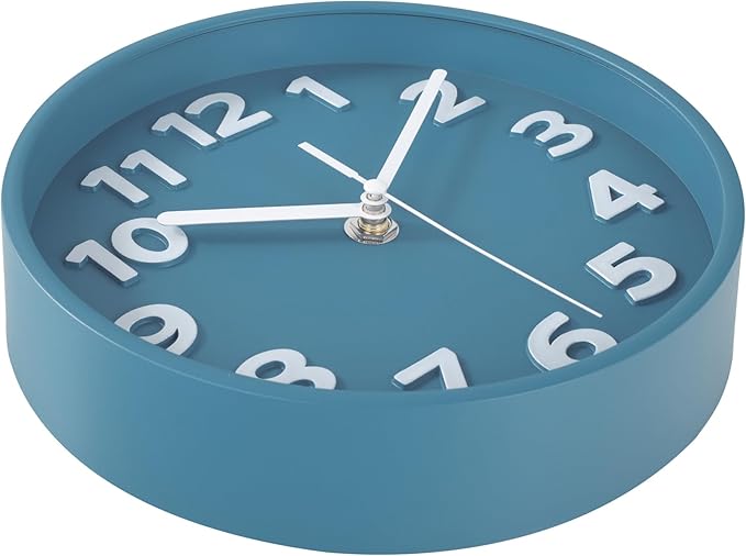 45MinST 8-Inch Blue Modern Wall Clock ?€? Silent Non-Ticking, 3D Large Numbers, Accurate Timekeeping | Decorative Wall & Desk Clock with Stand for Living Room, Bedroom, Kitchen, or Office