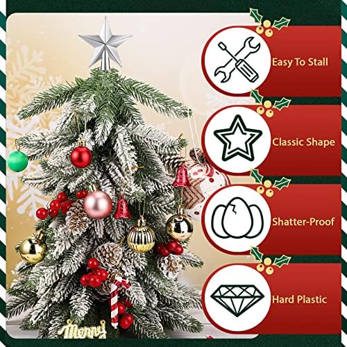 Hanaive 3 Pcs Mini Christmas Tree Topper Small Star Christmas Treetop Ornaments for Mini Tree Holiday Decorative Star for Xmas Home Decor(Multicolor,2.36 Inch) - Image 6