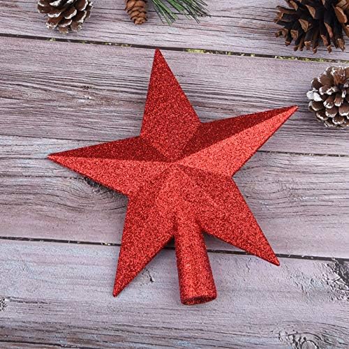 8 Inches Christmas Tree Top Crown Glitter Star Decoration (Red) - Image 7