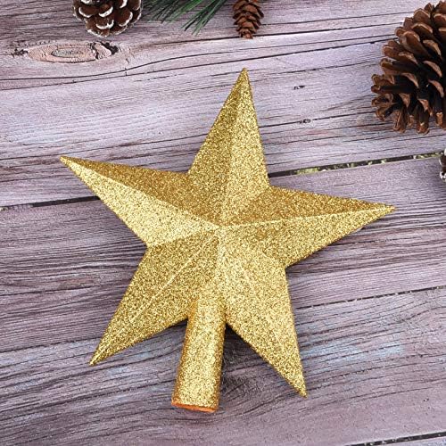 8 Inches Christmas Tree Top Crown Glitter Star Decoration (Golden) - Image 7
