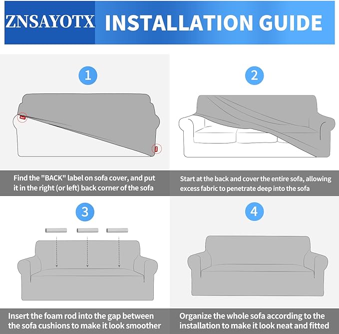 ZNSAYOTX 1 Piece Jacquard Couch Covers for 3 Cushion Couch High Stretch Sofa Cover for Pets Dogs Anti Slip Extra Large Sofa Slipcovers Furniture Protector (XL Sofa, Light Grey)