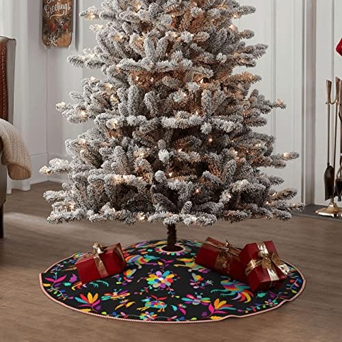 DKJlitter Christmas Tree Skirt 48 Inch, Ethnic Mexican Otomi Style Pattern - Image 7