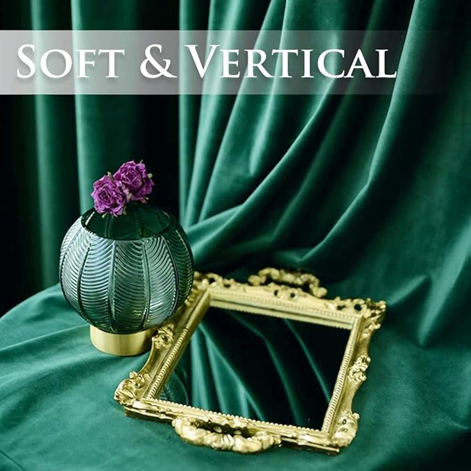 StangH Super Soft Velvet Curtains Emerald Green, 96 inches Window Drapes Light Blocking for Kids Bedroom Decorative Window Treatment Energy Saving for Hotel Hall, W62 x L96, 2 Pieces