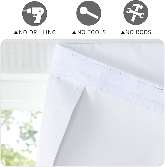 RYB HOME 100% Blackout Door Curtain for French Door, Privacy Shade for Bedroom Office Kids Nursery Window, W30 x L80 inches, 1 Panel, White